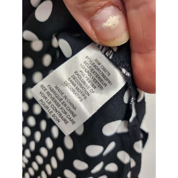 DR2 Womens Blouse Small Black White Polka Dot Crochet Trim Popover Casual Top - Picture 9 of 9